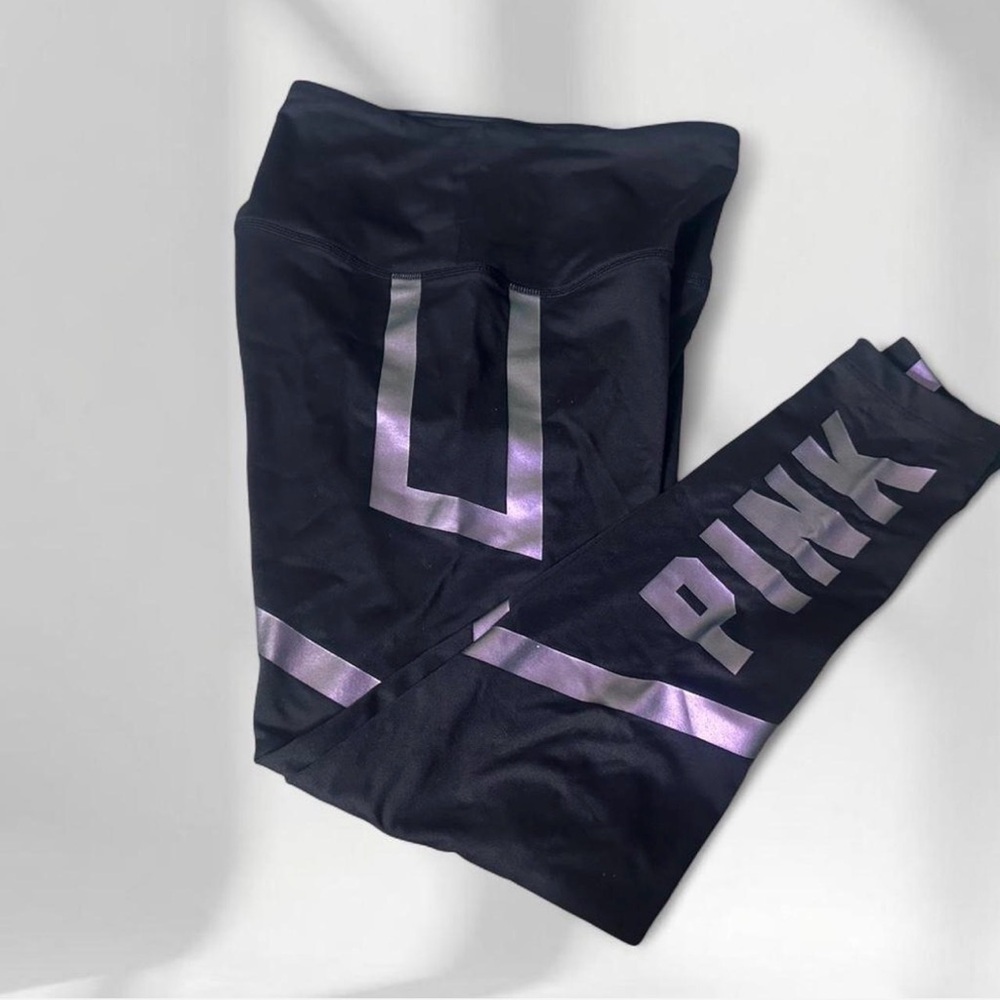 Victoria's Secret Black Leggings with Purple Accents